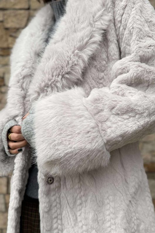 Verbier Premium Faux Fur Coat Grey Mist